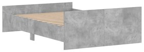 betonszürke ágykeret fej- és lábtámlával 120 x 200 cm