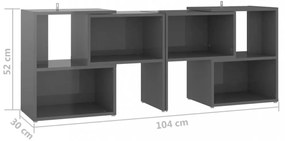 magasfényű szürke szerelt fa TV-szekrény 104 x 30 x 52 cm