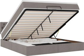 vidaXL tópszínű szövet ottomán ágy matraccal & LED-ek 180x200cm