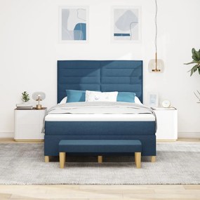 Box Spring Ágy Matraccal és Pad Kék 140x190 cm Textil
