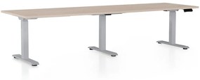 OfficeTech Long állítható magasságú asztal, 260 x 80 cm, szürke alap, tölgy