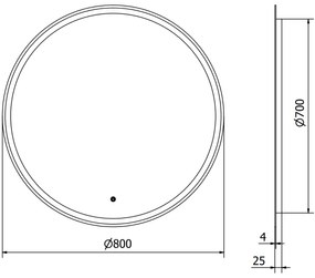 Mexen Gobi, LED kör alakú fürdoszobai tükör háttérvilágítással 80 cm, 6000K, páramentes, 9801-080-080-611-00