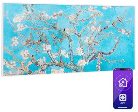 Klarstein Wonderwall Air Art Smart, infravörös hősugárzó, 120 x 60 cm, 700 W, alkalmazás, mandulavirág