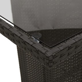 fekete polyrattan üveglapos kerti asztal 190 x 80 x 75 cm
