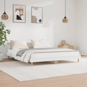 Magasfényű fehér szerelt fa ágykeret 120 x 200 cm