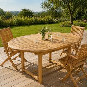 DIVERO Kerti asztal 120/170cm tíkfa