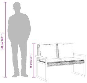 vegyes bézs polyrattan és akácfa kerti pad párnával
