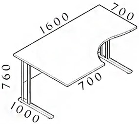 Visio ergonomikus asztal 160 x 100 cm, bal, dió