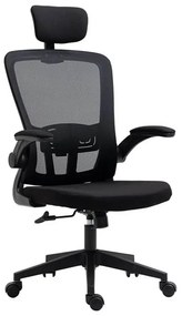 Ergonomikus irodai szék deréktámasszal, fejtámlával, fekete