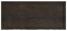 sötétbarna kezelt tömör tölgyfa fali polc 140 x 60 x (2-6) cm