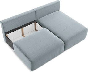 Kék bársony kinyitható-tárolóhelyes sarokkanapé (jobb oldali-heverő résszel) Kalena – Makamii