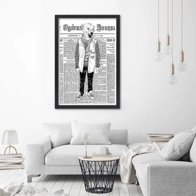 Gario Poszter Absztrakt medve egy újság hátterén A keret színe: Fehér, Méret: 40 x 60 cm