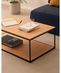 Natúr színű dohányzóasztal tölgyfa dekoros asztallappal 60x110 cm Yoana – Kave Home