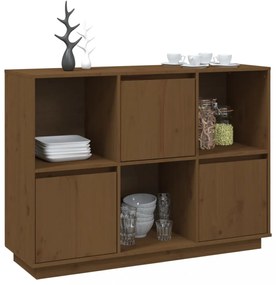 mézbarna tömör fenyőfa tálalószekrény 110,5x35x80 cm