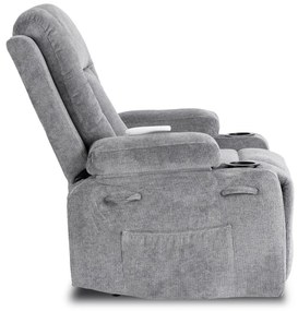 Elektromosan Vezérelhető Masszázsfunkciós Relaxfotel Sötétszürke Szövet Kárpittal. BOX 2