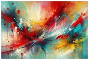 Kép – Absztrakció pirossal (90x60 cm)