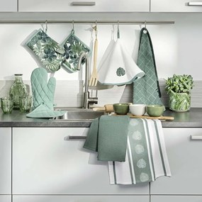 Fehér-zöld frottír pamut törölköző 60 cm Ardenia – douceur d'intérieur