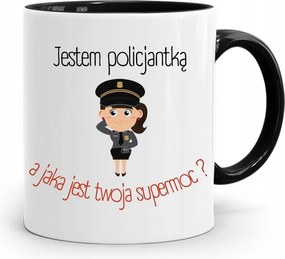 Fekete Bögre Rendőrnőnek Szupererős? fényképes nyomattal