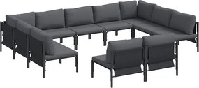 vidaXL Kerti Kanapé Szett párnával 11 pcs Fekete Acél