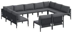 vidaXL Kerti Kanapé Szett párnával 11 pcs Fekete Acél