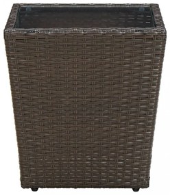 barna polyrattan és edzett üveg dohányzóasztal 41,5x41,5x44 cm