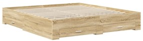 vidaXL Ágykeret fiókkal fejtámlával Sonoma tölgy 180 x 200 cm Faanyag