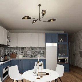 Csillár rúdon LOTUS 4xE14/10W/230V fekete/arany