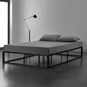 [en.casa] Fémkeretes ágy acél vázzal 140x200 cm fekete