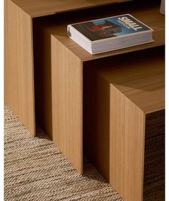 Tárolóasztal szett tölgyfa dekorral 3 db-os 40x60 cm Litto – Kave Home