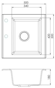 ALVEUS SETA23193 - ATROX konyhai mosogató+MINTAS mosogatócsaptelep 34cm gránit/fekete
