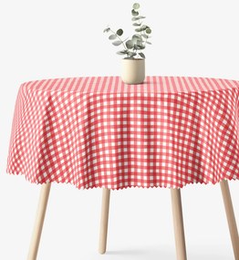 Goldea kör alakú viaszosvászon terítő - piros kockás Ø 120 cm