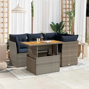 5 részes szürke polyrattan kerti ülőgarnitúra párnákkal