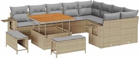 vidaXL Kerti Kanapé Szett 12 pcs Bézs polirattan