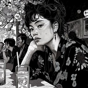 Poszter 40x40cm Fekete Kimono