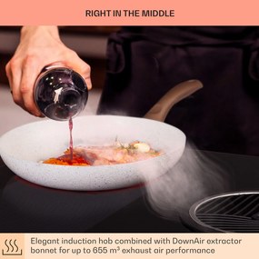 Klarstein Full House Down Air System, indukciós főzőlap + páraelszívó, 655 m³/ó, A energiahatékonysági osztály