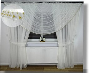 Függöny Kész Víz Ekrü Kresz Gyöngyökkel Nappali Kar 3M