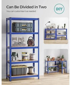 Acél polcrendszer 2 db-os, 180x90x40 cm, kék