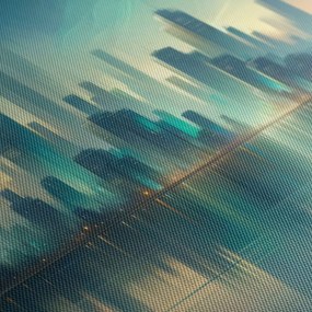 Kép futurisztikus város a folyó mellett