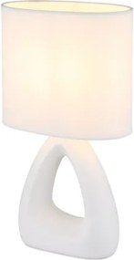 Globo 21731W Asztali lámpa, kerámia fehér, textil fehér, kábel PVC fehér, billenőkapcsoló a kábelen, HxSzxM: 170x100x300mm, kábel hossza 1300mm, 1x E14 40W 230V izzó nélkül