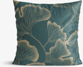 Goldea pamutszatén párnahuzat - ginkgo levelek sötétzöld alapon 70 x 90 cm