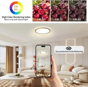 Brilagi - ULTRA SLIM LED fürdőszobai lámpa, 12 W, 230 V, Ø 22,5 cm, arany, IP54