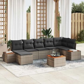 vidaXL Kerti Kanapé Szett párnával tárolóval 8 pcs Szürke Polyrattan