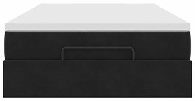 fekete bársony ottomán ágy matraccal 120x190 cm