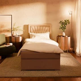 Vicenza egyszemélyes ágy, bársony, 90 x 200, ágyneműtartóval, barna