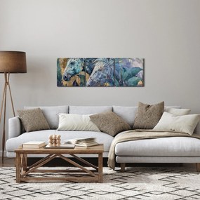 Kép - Lovak arany háttérrel (órával) (90x30 cm)