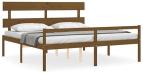 mézbarna tömör fa ágy időseknek fejtámlával 200x200 cm