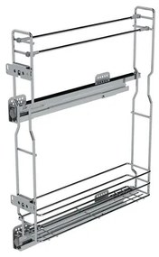 Konyhai fémrács, 150mm, bal oldalra szerelhető, króm, teljes kihúzás, csillapított záródás, rejtett fióksín, 1 kosár, konyharuha tartóval SIGE, Green ...