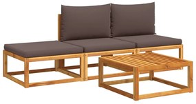 vidaXL 4 részes kerti kanapégarnitúra párnákkal, akácfa és kötél