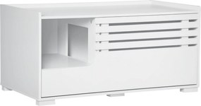 PawHut Macska WC Szekrény Macska Ház Mágneses Ajtó Elválasztóval Macska Alom Tálca Macska Szekrény Asztal Macska Barlang 90 x 48 x 42.5 cm Fehér | Aos