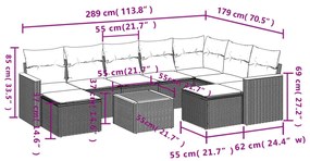 10 részes bézs polyrattan kerti ülőgarnitúra párnával